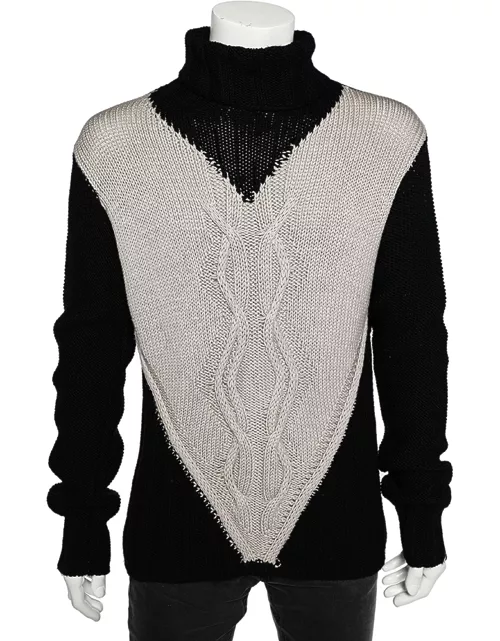 Emporio Armani Monochrome Cable Knit Turtleneck Sweater