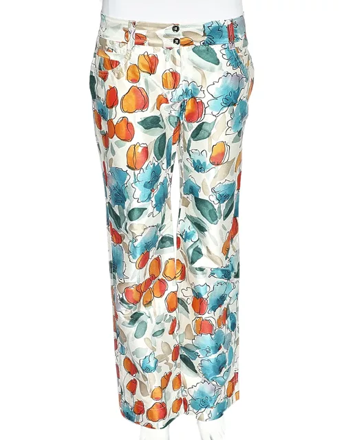 Dolce & Gabbana Multicolor Watercolor Painted Silk Trousers