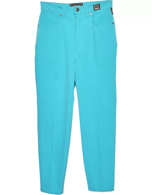 Versace Jeans Couture Blue Stretch Knit Tapered Leg Trousers