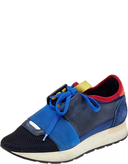 Balenciaga Multicolor Mesh And Leather Race Runner Low Top Sneaker