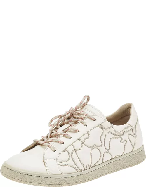 Brunello Cucinelli White Leather Low Top Sneaker