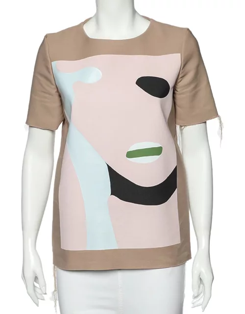 Marni Dusky Pink Printed Cotton Frayed Detailed Top