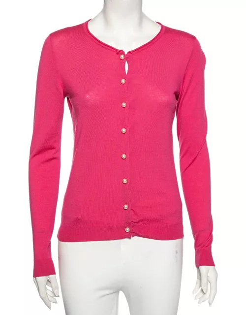 Moschino Cheap and Chic Pink Knit Pearl Button Detailed Cardigan
