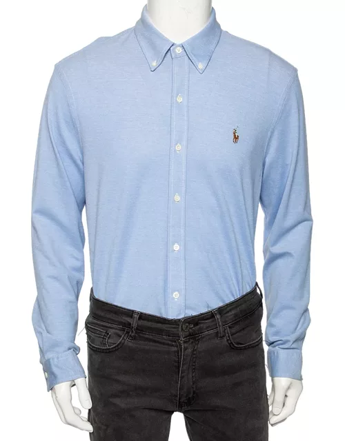 Ralph Lauren Blue Cotton Knit Oxford Shirt