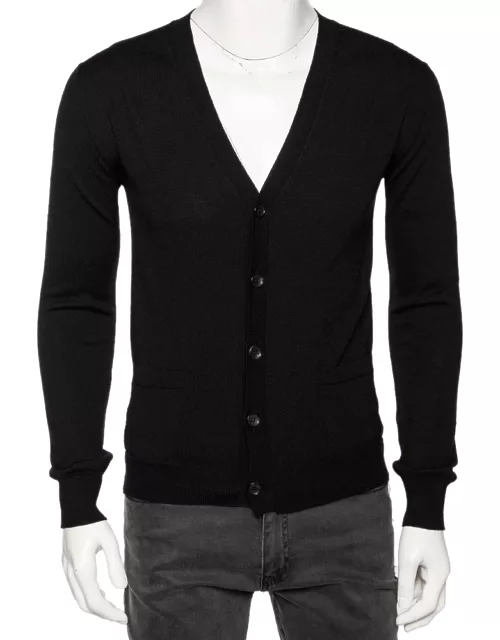 Roberto Cavalli Black Knit Pocketed Button Front Cardigan