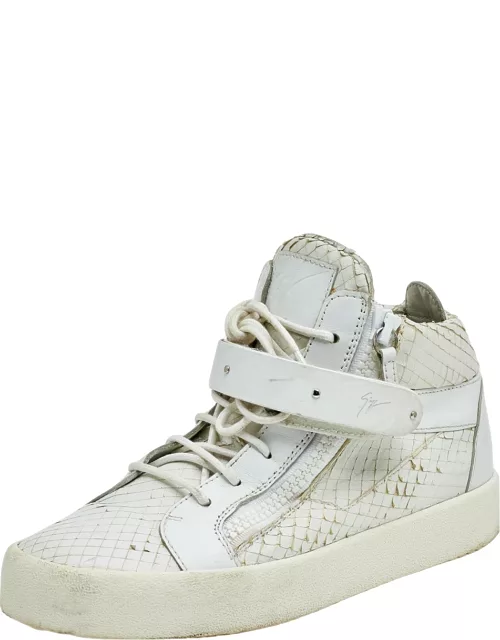 Giuseppe Zanotti White Python Embossed Leather Coby High Top Sneaker