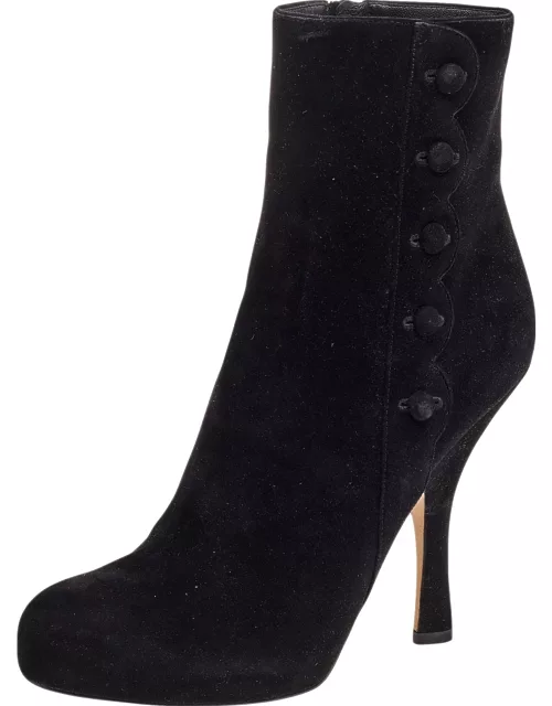 Dolce & Gabbana Black Suede Ankle Length Boot