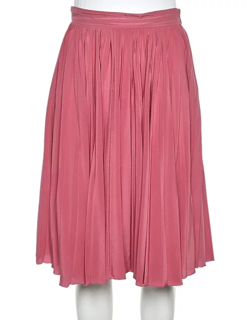 Gucci Pink Crepe De Chine Pleated Midi Skirt