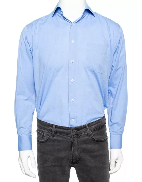 Balmain Blue Cotton Button Front Shirt