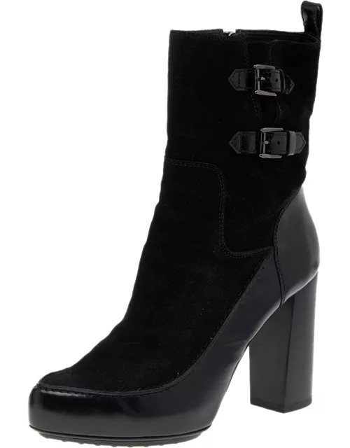 Tod's Black Suede And Leather Ankle Boot