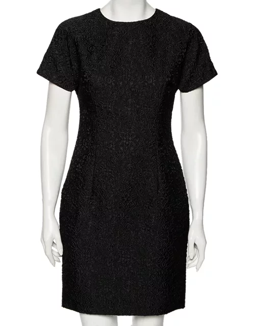 Dolce & Gabbana Black Floral Embossed Jacquard Sheath Dress