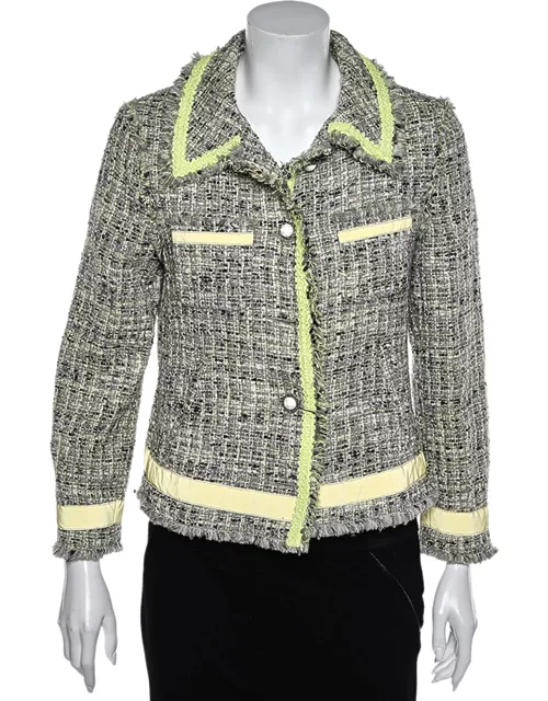 Moschino Cheap and Chic Multicolor Tweed Button Front Jacket