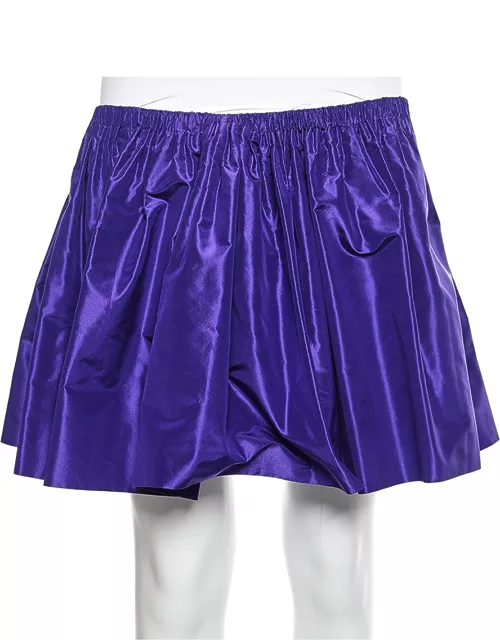 Miu Miu Purple Silk Gathered Mini Skirt