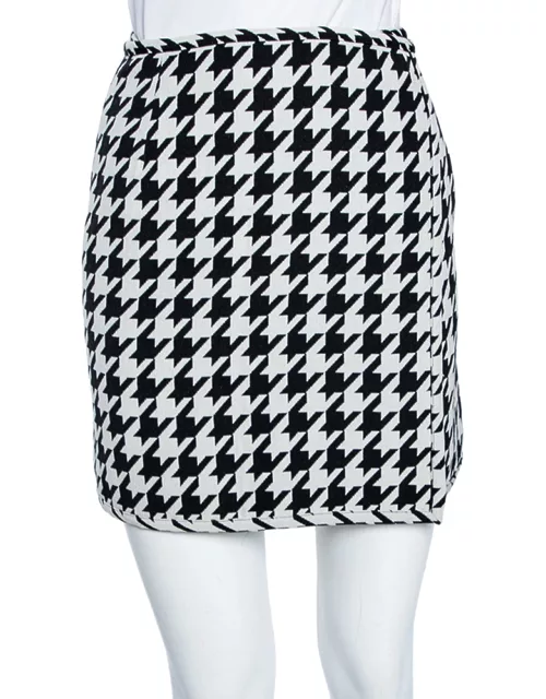 Off-White Monochrome Houndstooth Print Wool Mini Wrap Skirt