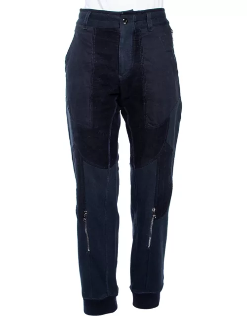 Dolce & Gabbana Navy Blue Cotton Biker Sweatpants