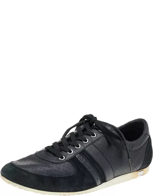 Dolce & Gabbana Black Suede And Leather Low Top Sneaker