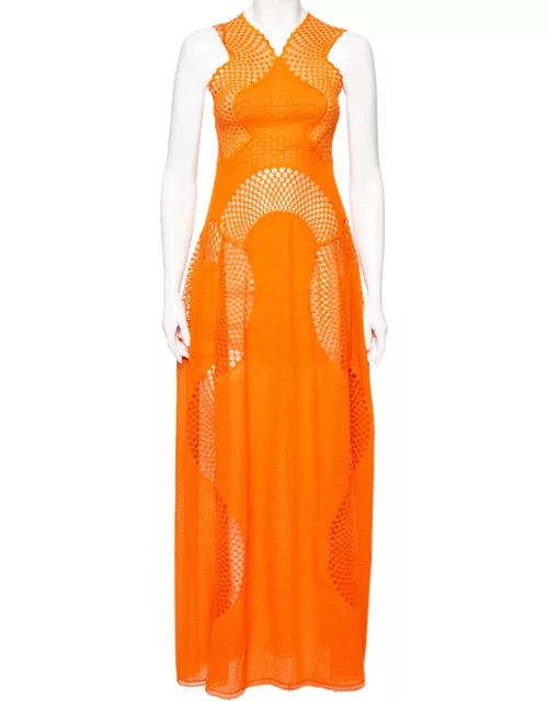 Stella McCartney Orange Lace & Mesh Inset Sleeveless Maxi Dress