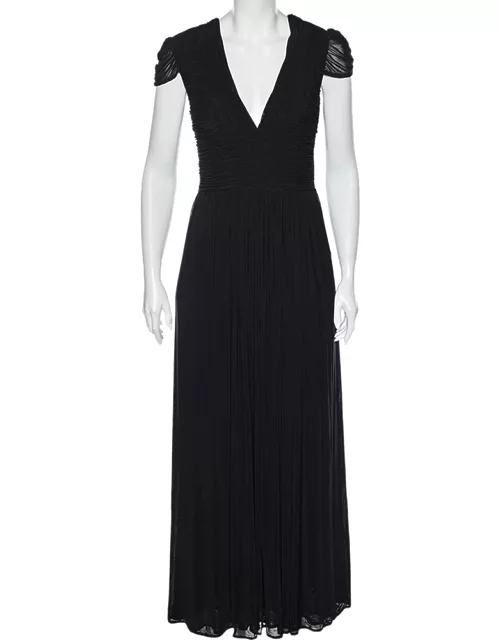 Class by Roberto Cavalli Black Jersey Ruched Maxi Dress