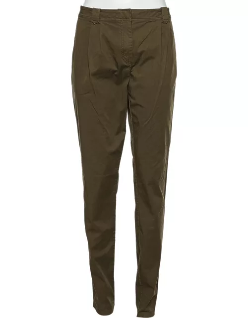 Burberry Brit Khaki Green Cotton Pleated Pants