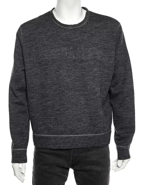 Dsquared2 Grey Wool Logo Embossed Long Sleeve Sweatshirt