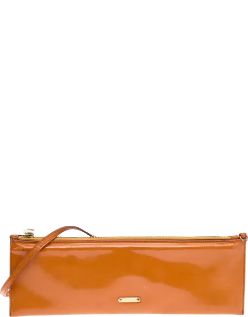 Burberry Orange Patent Leather Clutch Bag