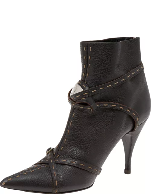 Fendi Brown Leather Ankle Length Boot