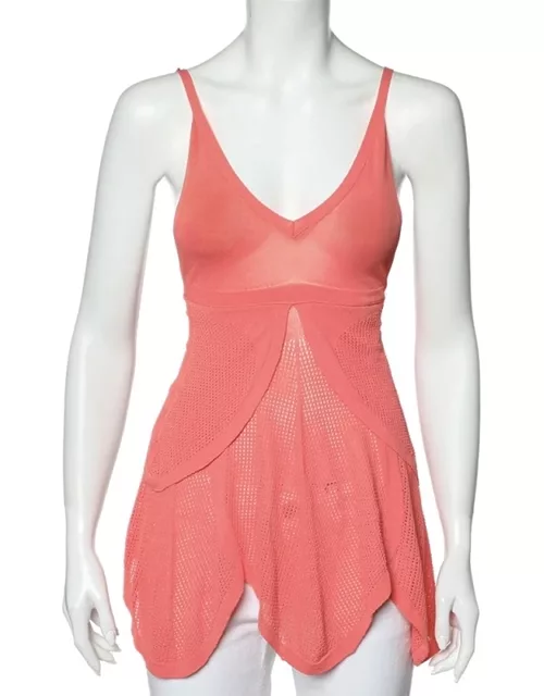 Sportmax Pink Perforated Knit Tie Back Overlay Top