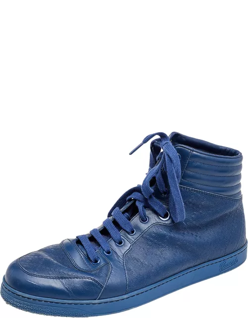 Gucci Blue Diamante Leather High Top Sneaker