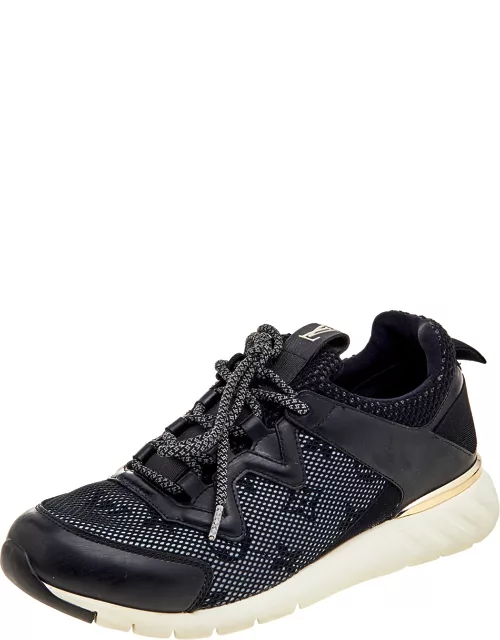 Louis Vuitton Black Leather And Mesh Low Top Sneaker
