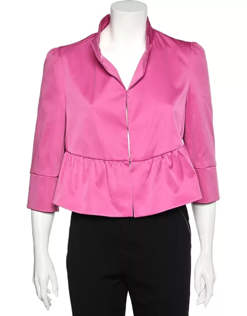 Armani Collezioni Pink Sateen Ruffled Cropped Jacket