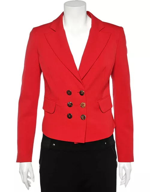 Versace Collection Red Twill Double Breasted Blazer