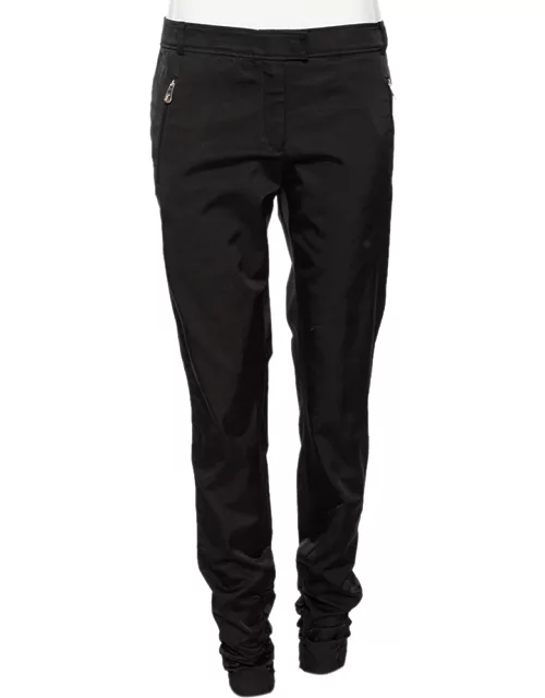 Versace Collection Black Cotton Blend Ruched Hem Trousers