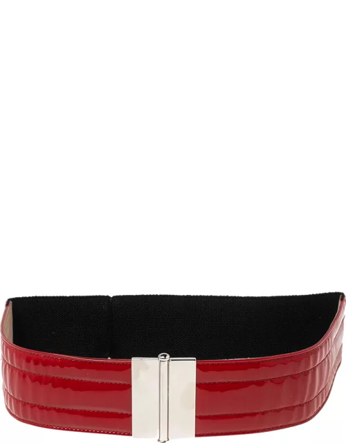 Dolce & Gabbana Red/Black Patent Leather and Elastic Waist Belt 85C
