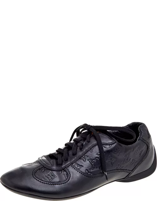 Louis Vuitton Black Monogram Leather Low Top Sneaker