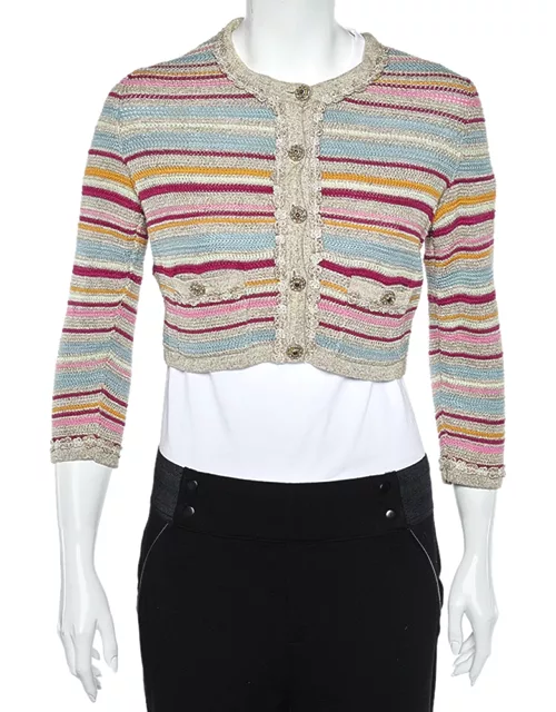 Chanel Multicolor Stripe Cotton Knit Cardigan
