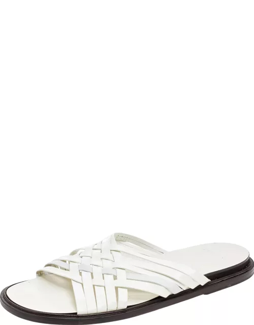 Givenchy White Leather Strappy Flat Slide Sandal