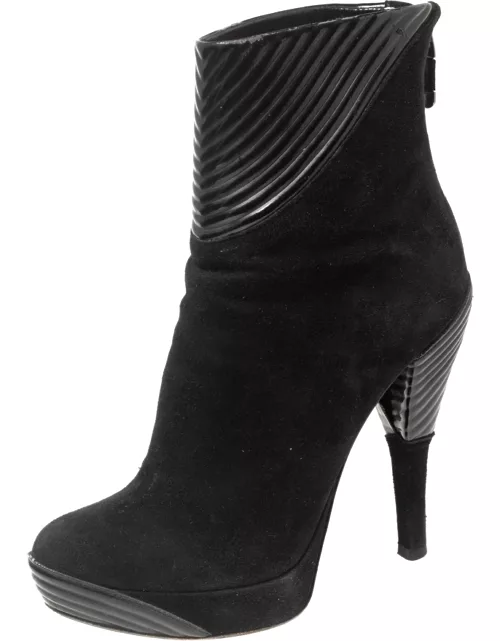 Loriblu Black Suede and Leather Ankle Boot