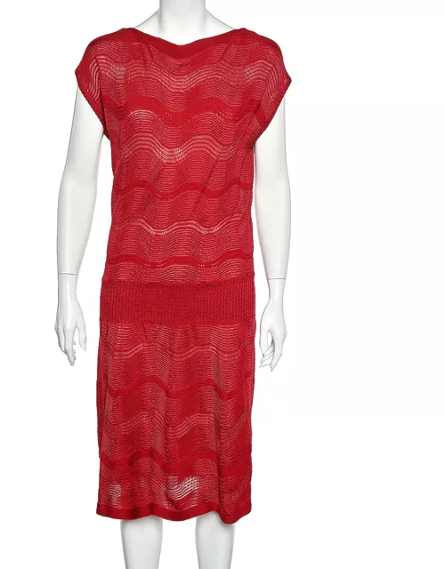 M Missoni Red Patterned Wool Dress