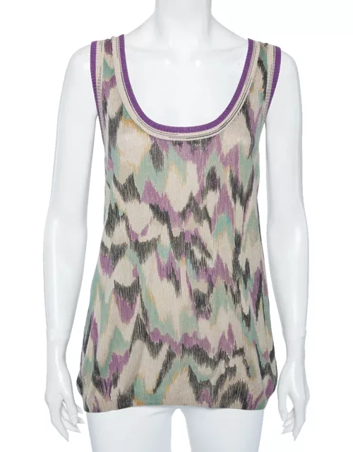 M Missoni Multicolored Patterned Knit Sleeveless Top
