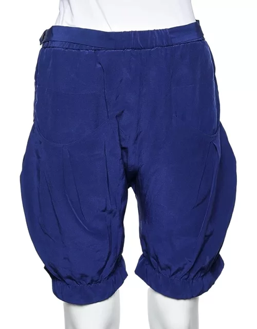 Marni Navy Blue Silk Pocket Detail Shorts