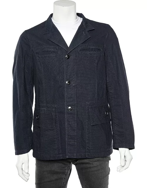 Emporio Armani Blue Striped Cotton Jacket