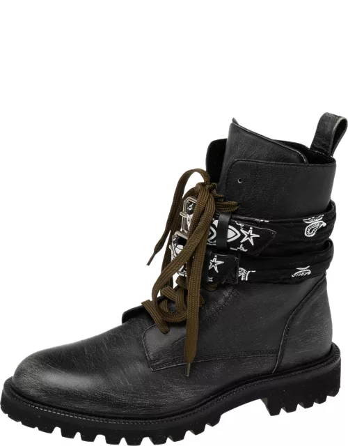 Amiri Black Leather Combat Boot