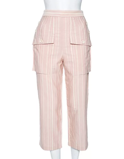 Chloe Light Pink Striped Pocketed Straight Leg Pants