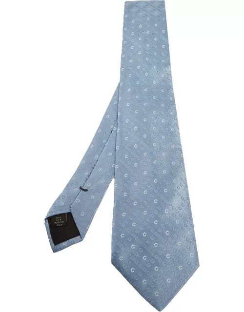 Celine Vintage Blue Patterned Silk Jacquard Tie