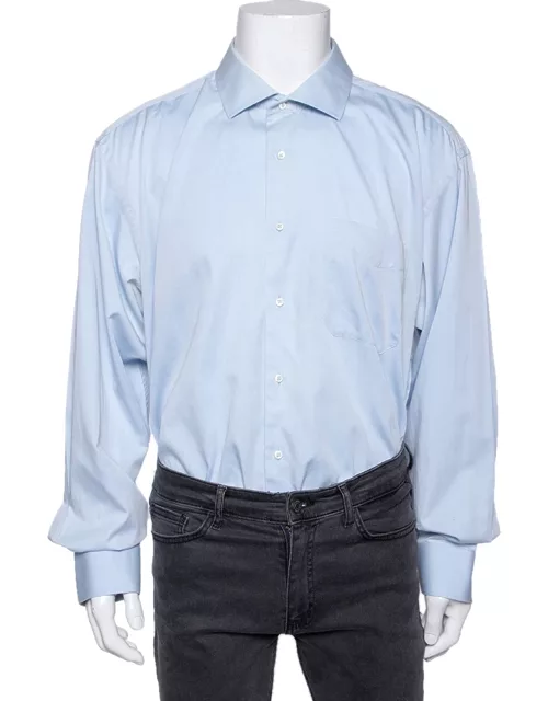 Balmain Blue Cotton button Front Shirt