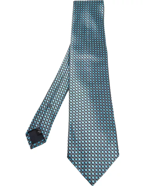 Ermenegildo Zegna Blue Patterned Silk Jacquard Tie