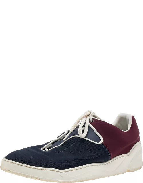 Dior Navy Blue/Burgundy Fabric And Leather B17 Low Top Sneaker