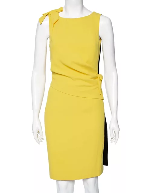 Class By Roberto Cavalli Yellow Crepe Bow Detail Draped Dress