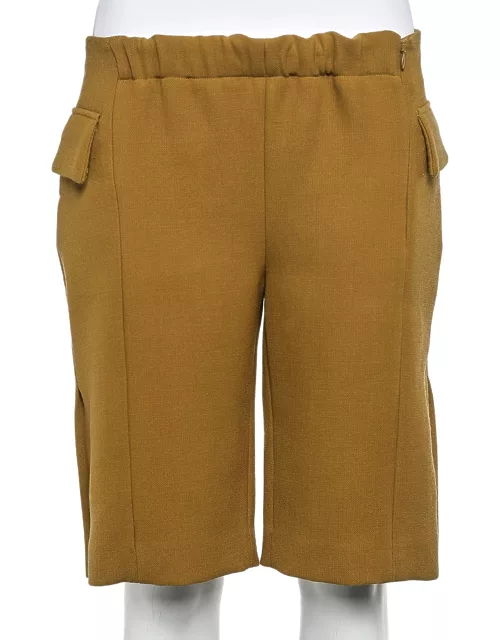 Marni Mustard Yellow Wool Crepe Pocket Detail Shorts