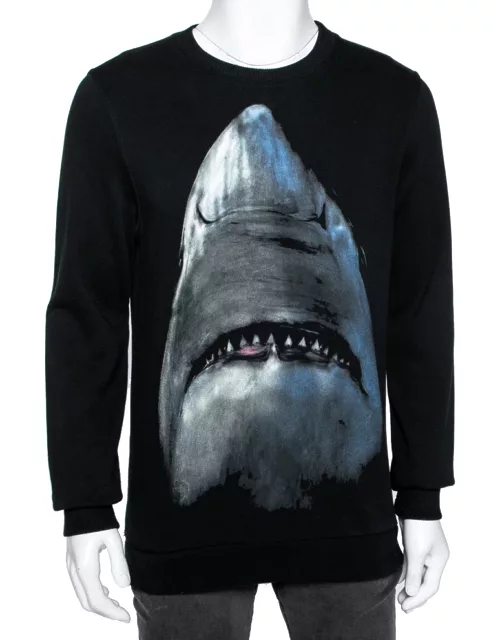 Givenchy Black Shark Printed Cotton Crew Neck Sweatshirt